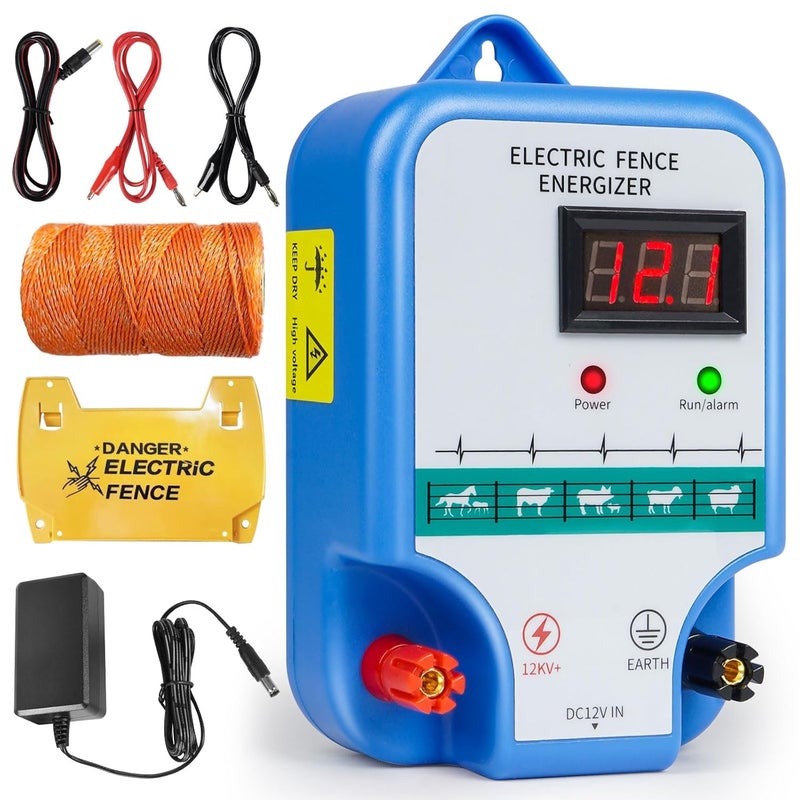 THILEMON Electric Fence Charger for Livestock - 12 kV 3 Joules High-Power Electric Fence Energizer for Containing Pets Livestock and Preventing Wild Animals Intruding(7.07in) - Image 1